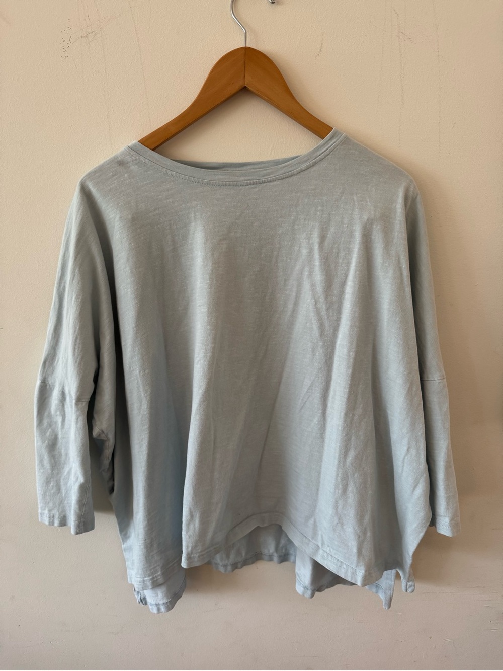 Mersea Catalina Relaxed Oversize 3/4 sleeve Cotton Women's Tee in Pale Blue, OS